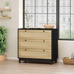 goldveiw Furniture Modern 3-Drawer Chest – Black and Natural Wood Finish, Textured Drawer Fronts, Spacious Storage Cabinet for Bedroom & Living Room, Stylish & Durable Design.-picture-26