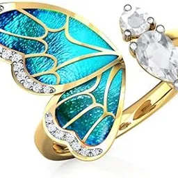 18K Gold Plated Butterfly Ring for Women – Blue Enamel Wing Design with Cubic Zirconia & Crystal Accents – Adjustable Statement Ring – Elegant Nature-Inspired Fashion Jewelry Gift-image-10