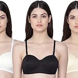 saklana Women's Cotton Lightly Padded Non-Wired T-Shirt Bra Combo Pack of 3-picture-56