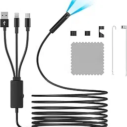 Endoscope Camera with Light, 1280HD Borescope Inspection Camera with 6 Adjustable LED Lights, Semi-Rigid Snake Cable 16.4FT, IP67 Waterproof for iOS,Type-C, Android, Cool Gadgets for Men-picture-28