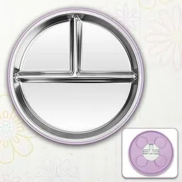 INFERNO Stainless Steel Baby Suction Plate | Divided Toddler Plate | Non-Slip & Non-Toxic (Purple, 1 Pc)-picture-35