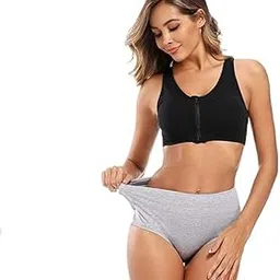 Women's Cotton PN-050 Fitted Bikini Style Underwear | Women Thong High Waist Panty | Low Rise Sexy Solid Hipster Lingerie high Waist Panties | 100% Super Cotton(Grey).-picture-37