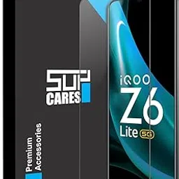 SupCares Military-Grade Gorilla Tempered Glass Screen Protector for iQOO Z6 Lite, iQOO Z3 and iQOO Z6 (6.58 Inch) With Installation Kit | Edge to Edge Coverage | Black image 1