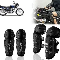 Auto Pearl Motorcycle Knee Shin Guards Elbow Pads, 4 in 1 Monstor Style Knee Shin Safe Protection Armor for Moto Cycling Racing compatible with Alba (Black, 4Pcs)-picture-48