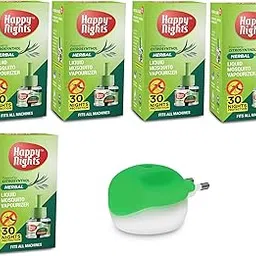 Happy Nights Mosquito Repellent Vaporizer, | Prevent from Mosquito | The Best & Natural Mosquito Repellent for Babies|, 45Ml Repellent (Herbal, Pack of 5 Refill plus 1 machine)-picture-30