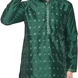 vm Men's Green Silk Blend Kurta__Green-picture-33