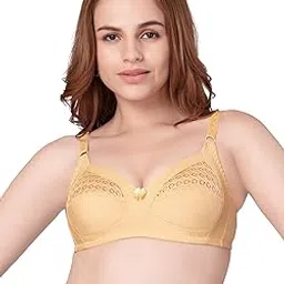 daisy dee Womens Cotton Seamed Non-Padded Wire-Free Chicken Design Lace Pattern Full Coverage Regular Fit Bridal/Sheer Bra (Skin-38D) - NRVLE-picture-29