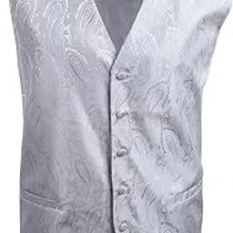 X-Large, Silver-EGC1B03A: EGC1B01-03 Multi Mens Paisley Waistcoat Woven Microfiber S-3XL Vest By Epoint-picture-10