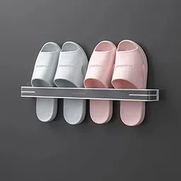 HomeFast Wall Mounted Plastic Shoe Organizer Shoes Rack Slippers Storage Plastic Space Saving Bathroom Hanging Slippers Shelf Slippers Storage Rack Household Kitchen Towel Rack-picture-49