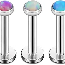 ruifan Opal Internally Threaded Stainless Steel Labret Monroe Lip Ring Tragus Helix Earring 16G 1/4" 6mm-picture-54