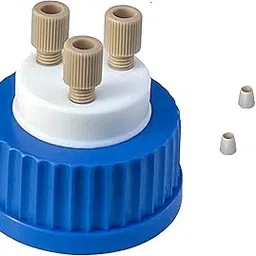MUHWA Lab Safety 3-Port Cap with 1/4"-28 Thread Inserts Hole and PEEK Fitting, GL45 Filling Cap for 1/8" Inch OD Tubing-picture-12