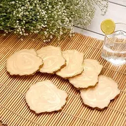 DULI Set of 6 Premium Oval Shape Resin Coasters Tea,Coffee Coasters,Tea Coasters, Coffee Coasters, Chai Pyali (10 * 8 cm) (ResinCoasters: Vanilla)-picture-17
