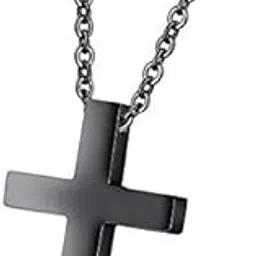 asma jewel house Unisex Simple Plain Stainless Steel Jesus Cross Necklace in Two Color Silver and Black-picture-40