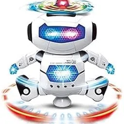 ZestBliss Stylish Rotating Dancing Robot's with 3D Lights and Music // Non Toxic Plastic 360 Direction Movement Dancing Robot Toys for Kids Boys & Girls Birthday Gifts for 3+ Years Old - White Color-picture-22