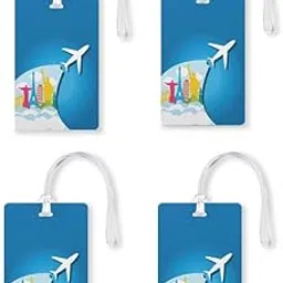 100yellow PVC with Silicon, Gloss Finish Aeroplane Luggage/Suitcases Tags Ideal for Travel|Set of 4 | Multicolor-picture-12