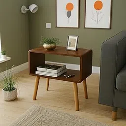 SS Wood Nation Wooden Bedside Table with Drawer – Small Side Table for Bedroom, Living Room & Office | Compact Storage Nightstand for Bedside Use (Brown)-picture-30