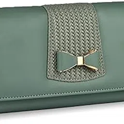 alsu Women's Light Green Hand Wallet Clutch Vegan Leather | 6 Cards Slots| Phone Pocket_irf-004blugrn image 1
