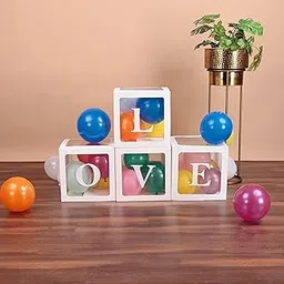 PARTY PARAGON Love Balloon Letter Box Decoration – White Transparent Balloon Box with LOVE Letters for Kids Birthday, Baby Shower, Anniversary, Romantic Theme Party Decor-picture-38
