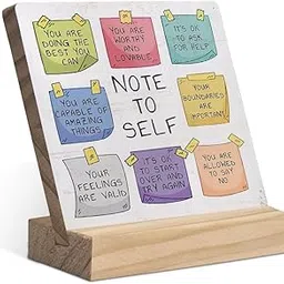 Sarvada Decor Note to Self Mental Health Wood Plaque with Wooden Stand,Positive Psychology Affirmations Feelings Wooden Plaque Sign Desk Decor for Home Classroom School Therapy Office Table Shelf-image-13