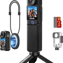 SJCAM C300 Vlogging Combo, 4K Pocket Action Camera,7Hour Power,6-Axis Stabilization,Dual-Touch Screen 154° Wide FOV Video Body Camera,Waterproof,Live Streaming,with Accessories Kits,64G Card,Black-picture-18