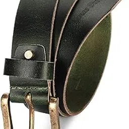 louis stitch Men's Seaweed Green Italian Raw Crunch Leather Belt Premium Casual Belts for Men With Heavy Brass Buckle 1.5 Inch (38mm) (CACLGR38)-picture-28