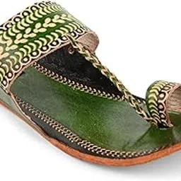 style socio fashions Traditional Kolhapuri Toe Ring Sandals, Ethnic Leather Flats for Women and girls vibrant colors-picture-39