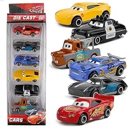 PLUSPOINT Diecast Metal Toy Car Set Push n go Derby Racers Metal Die Cast Set of 6 Racing Cars for Kids Free Wheel High Speed Metal Toy Car Play Set for Children for Boys (6 car),Multicolor-image-0