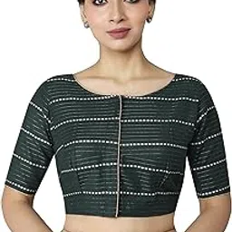 rene Boat Neck Stitched Green Pure Cotton Half Sleeve Womens Blouse-picture-55