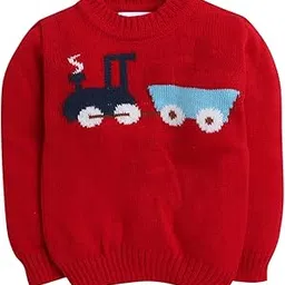 smazz Wollen Pullover Sweater for Baby Boys & Girl in 6 to 12 Months with Train Engine Prints with Button on Shoulder-picture-18