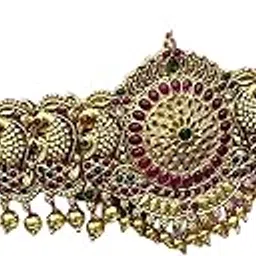 Seyoon Mandala & Peacock Design Gold plated Gold Beads Antique ottiyanam Ethnic Bridal Kamarbandh | Kamarpatta | Kamarbandh Belt for Wedding-picture-63