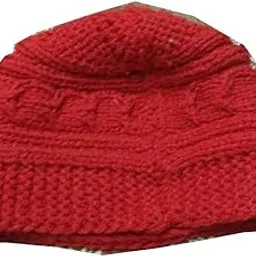 Pure Wool Hand Knitted Cap for All Ages Unisex Red-image-16