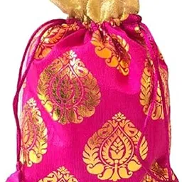 trending hut Designer Fabric Potli Batwa Bag Bridal Purse Women handbag Shagun Pouch Return Gifts. (magenta)-picture-12