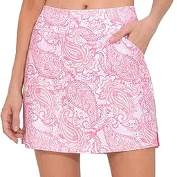 m moteepi 16" Golf Skirt for Women Tennis Skirt with 4 Pockets High Waisted Athletic Skorts Skirts, Crystal Pink, Medium-picture-35