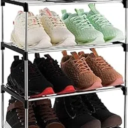 SAIWAY Light Weight Strong Metal & Plastic Shoe Stand/Storage Rack (Black/Blue) (4-LAYER)-picture-10