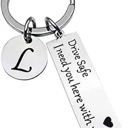 Myura Wels Creation Letter Drive Safe Keychain – “I Need You Here With Me” Engraved Stainless Steel Key Ring | Personalized Initial Letter Keychain for Boyfriend, Birthday & Valentine’s Day Gift-picture-19