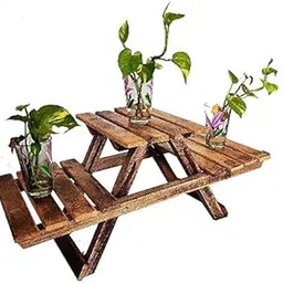 hyms Home Decor Wooden Stool Set/ Garden Decor/ Decorative Fold-Able Stool - 68.58 Cm, 22.86 Cm, Brown-picture-31