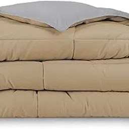 Elegant Lightweight AC Comforter- All Season Down 1200 Series, Double Bed Comforter Quilted Micro Fiber Fill 400 GSM Comforter Teal Color (Taupe, Double Bed)-picture-33