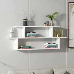 Burlyworth Midly Multipurpose Wall Display Shelf for Living Room Hanging Corner Rack Floating Bookshelf & Shelf Organizer Stand (White)-picture-18