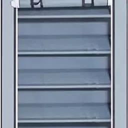 DEMARK Presenting Multipurpose Collapsible Iron Pipe Shoe Rack Wardrobe 5 Layer with Cover Waterproof Dust Resistance for Home (Grey)-picture-10