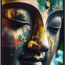 999STORE Buddha Half Face Art Modern Long Big Canvas Wall wall frame for living room buddha wall painting (Canvas Framed_24X48 Inches) BoxF24X48013-picture-61