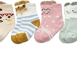 syga 4 Pairs Cotton Baby Socks, Winter Mid-Tube Socks-picture-37