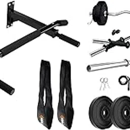 Kore K-WM-CHINUP-BAR-SR-ABS Pull-Up Bar and Ab Strap Combo With PVC 10KG Set, 3 Ft Curl, Dumbbell Rods, Gym Bag and Accessories, Multicolor-picture-17