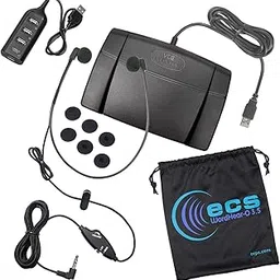 ECS 3.5 mm Stereo and Mono Audio Transcription Headset with Infinity-3 USB Foot Pedal - Includes USB Hub and Ear Cushions-image-33