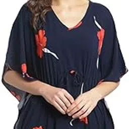 claura Women's Cotton Printed Long Maxi Night Dress Kaftan Dark Blue, Free Size-picture-50