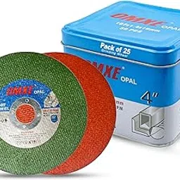 OMXE 4-Inch Cutting Wheel 107mm Super Thin Metal Cutter Disc for Stainless Steel & Iron | 15200 RPM Angle Grinder Blade Precision Cut-Off Wheel Red & Green Dual-Sided Metal Cutting Blade [Pack Of 25]-image-1