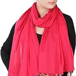 verismo SCARF Cotton soft quality solid Fushia color nice big stole with beautiful multi color fringes to get charming look. you can wear on any outfit.-picture-22