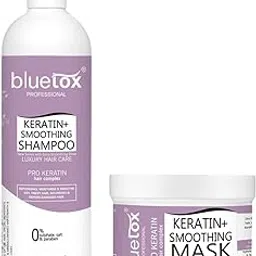 Bluetox Professional Keratin+ Smoothing Shampoo and Hair Mask Set for Women Helps To Replenishes Moisture, Smoothens Dry, Frizzy Hair, Strengthens, Repairs Damaged Hair Paraben and Sulfate Free, 500ml-image-89