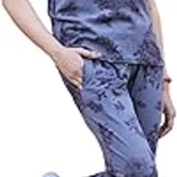 hazel’s willow Women's Night Suit Set for Women, Loungewear, Printed Top and Pyjama Set Nightwear/Loungewear/Night Dress Printed (Colors - Blue, Elephant Grey, Black Dew Flora)-picture-18