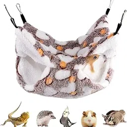 Winter Hammock Bed For Small Animals, Hibernation Plush Hammock Bed Hanging Squirrel House Small Pets Sleeping Bag For Guinea Pig, Ferrets, Hamsters, Hedgehogs, Chinchillas (L) - Multicolor-image-64