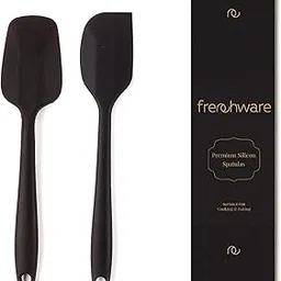 Frenchware Non-Stick Premium Silicone Spatula (Large Spatula & Large Spoon, Black) for Cooking, Baking & Mixing, Seamless Design-picture-21